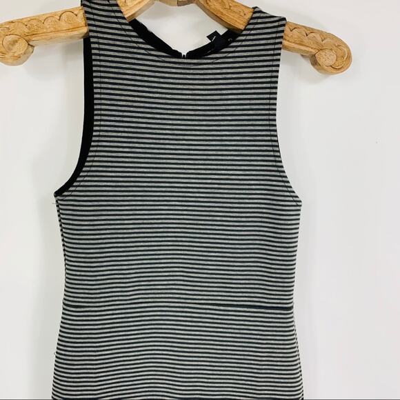 Topshop Black Taupe Stripe BodyCon Dress Medium - Picture 6 of 10